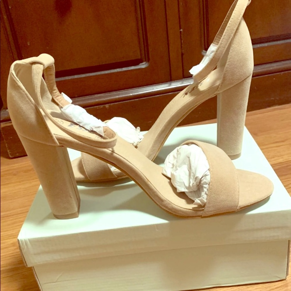 Tan suede heels